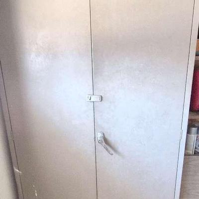 Tall Metal Storage Cabinet In Garage - 5 Shelves 