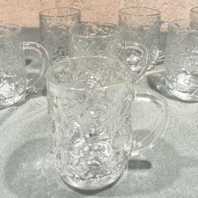 Set of 6 Princess House Fantasia Crystal Poinsetta Pattern 