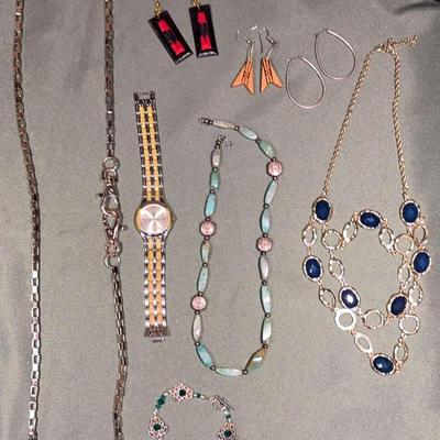 Silver and Gold Tone Colorful Jewelry Assortment 