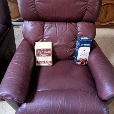 Vintage Maroon Leather Recliner