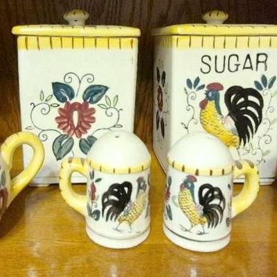 Ucagco Ceramic Rooster And Rose "Early Provincial" 