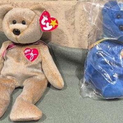 TY Beanie Babies Signature 1999 & Clubby Blue Bear "BBOC"