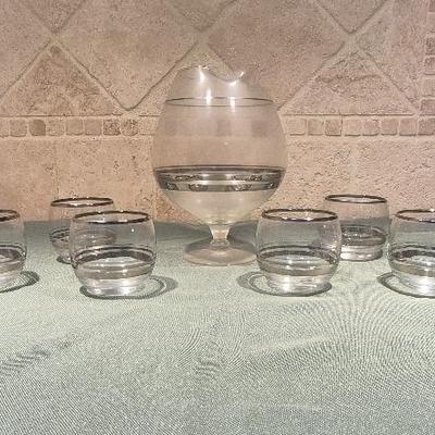 Vintage Princess House Silver Rimmed Brandy Snifer & Glasses Set of 6