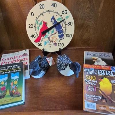 Vintage Sunbeam Outdooir Wall Thermometer Blue Jay Cardinal, Wild Republic And Books 