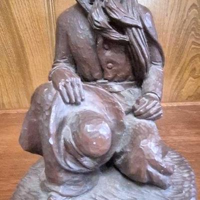 Vintage J Largo Bronze Resin Western Sculpture: 'Kneeling Cowboy'