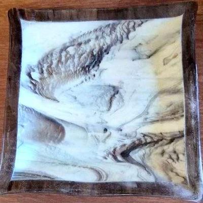Streaky Brown And Cream Square Platter 