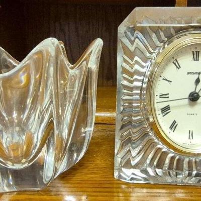 Quartz Clock And Orrefors Sweden Dish