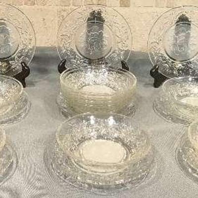 Set of 9 Princess House Crystal Dessert/ Berry Bowls with Saucers 