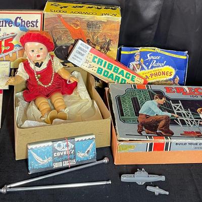 Vintage Doll, Vintage Erector Game & More 