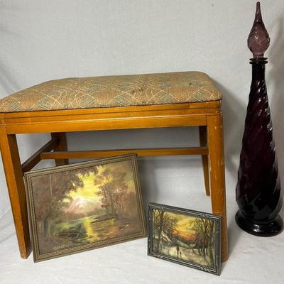 MCM Italian Glass, Vanity Seat & Art