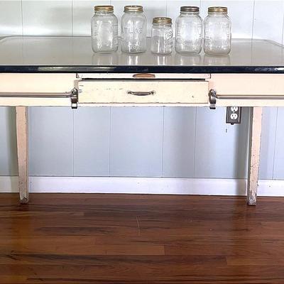 Vintage Metal Top Table & Vintage Atlas Mason Jars 