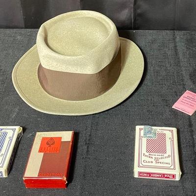 Vintage Playing Cards & Stetson Hat