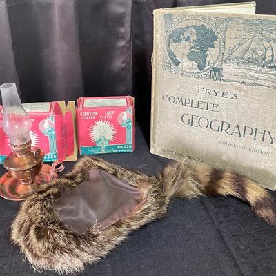 Vintage Kerosene Lamps, Davey Crocker Hat & Frye’s Book