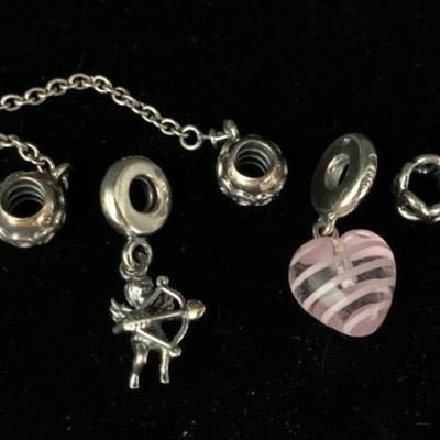Sh979v pandora charms cupid & heart safety chain
