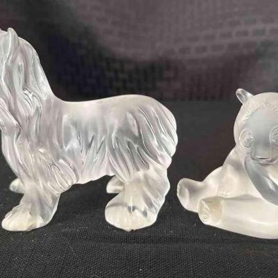 Sh126v lalique crystal yorkshire terrier and panda bear