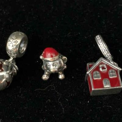 Sh984v pandora charms cozy christmas house & dog