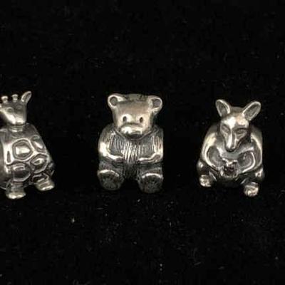 Sh977v silver charms giraffe, teddy & kangaroo