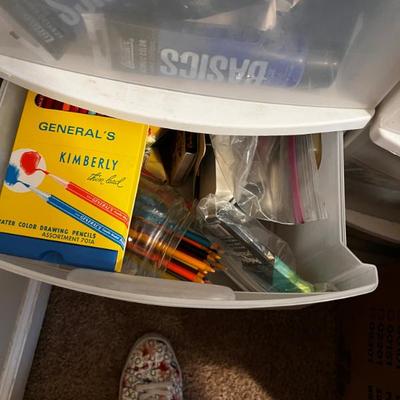 Art Supplies & bins 