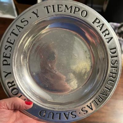 Pewter pate Spanish Good Wishes
