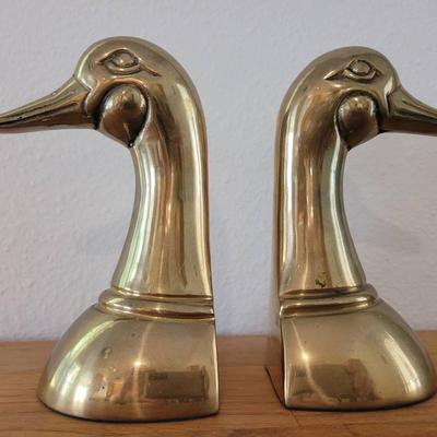 Solid Brass Duck Bookends