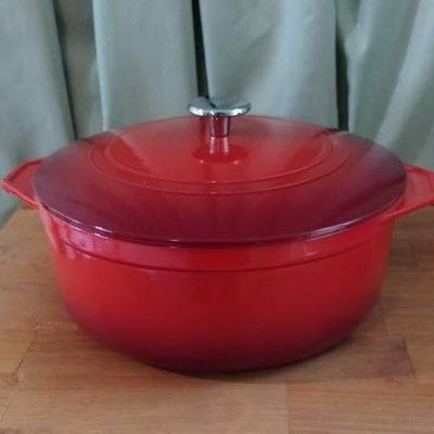 Kirkland Signature Red Cast Iron Pot