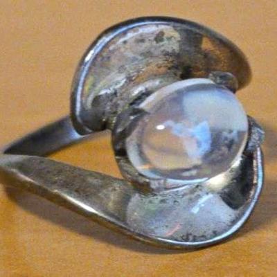 Opal Set In Sterling Silver Ring