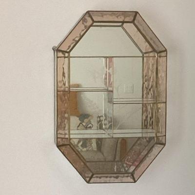 Glass Mirrored Wall Curio Cabinet 