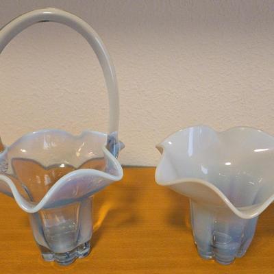 Duncan & Miller Canterbury Opalescent Blue Vases