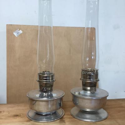 Kerosene Lanterns w/Silver Tone Base