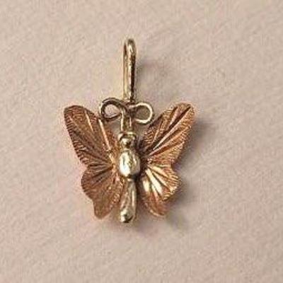 Butterfly Pendant Stamped 10K