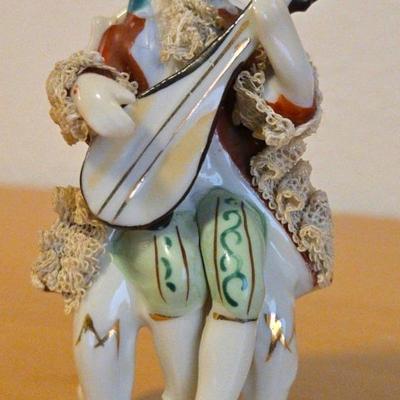 Mini Porcelain Figurine Playing a Mandolin 