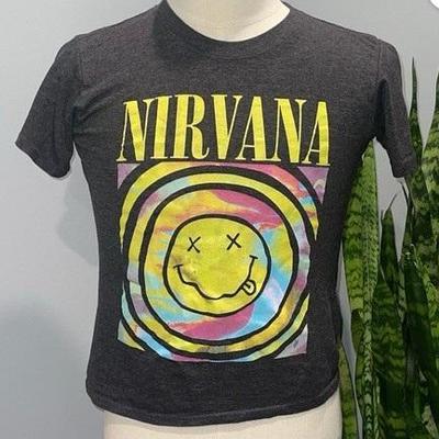 Jen8928 nirvanna vintage music t shirt gray, size large.