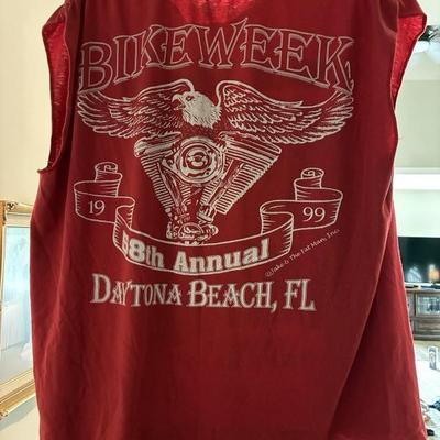 HOM5007 Vintage Graphic T Shirt 1999 Daytona Beach Bike Week Cut Sleeves