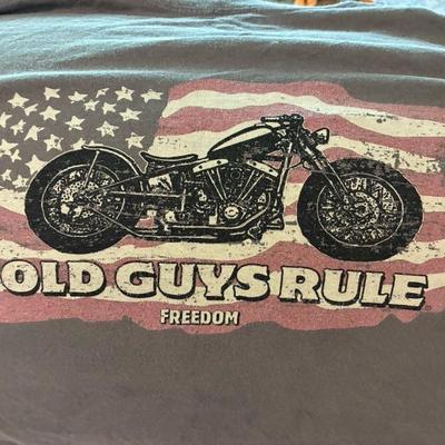 HOM5030 Vintage Graphic, Biker T-Shirt, Old Man Rules Freedom Faded Size 2X 