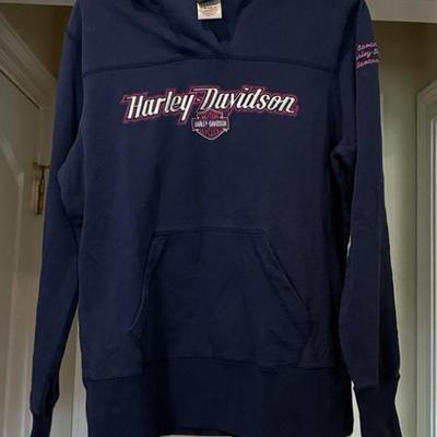HOM5015 Harley Davidson Embroidered Hoodie, Blue Size Large Savannah, Georgia