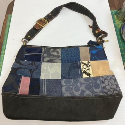 Aaa3009 coach y2k denim patchwork shoulder bag