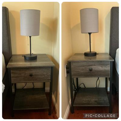Gray Wood-Look Outlet Nightstands & Table Lamps