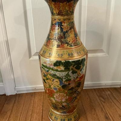 23” Tall painted Asian Vase 