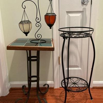 2 Plant Stand Tables & Hanging Candle Holder