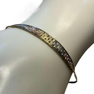 14k Gold Tricolor Bracelet (Has Kink) (3.56 Grams)
