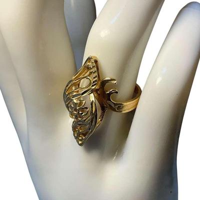 14k Gold Diamond Cut Filigree Ring (Size 7) (3.67 Grams)