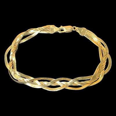 14k Gold Aruafin 4-Strand Braided Bracelet (4.79 Grams)
