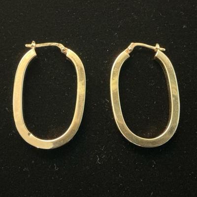 14k Gold Oval Hoop Earrings (2.64 Grams)