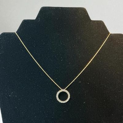 14k Gold CZ Slide Pendant Necklace (5.19 Grams Total)
