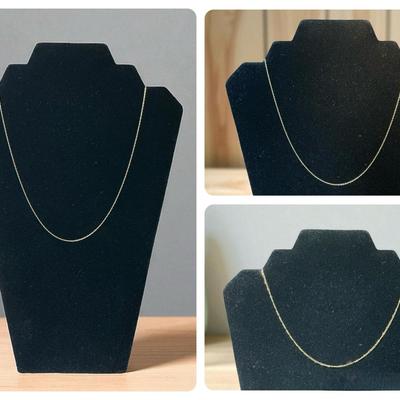 14k Gold Necklaces (3 Count) (18 Inches Each) (3.16 Grams Total)