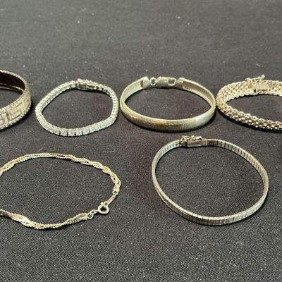 Sterling Silver Bracelets Omega And Herringbone 