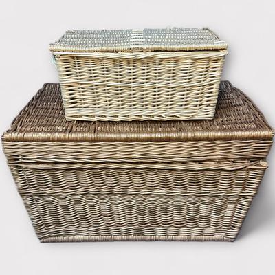 Two Wicker Baskets (Largest 17 x 28 x 17)