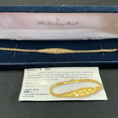 The Danbury Mint Sunburst Bracelet 14kt Links 