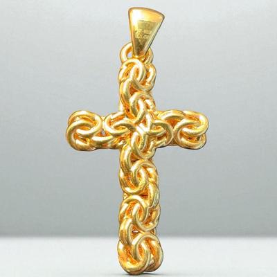 Milor 14k Gold Byzantine Cross Pendant (2 Inch) (3.18 Grams)