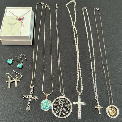 Sterling Silver Lot Of Necklaces And Pendants 
